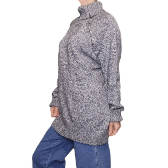 SIZE 1X Knit Sweater Turtleneck Cotton Black and white Long sleeves KAREN SCOTT - Picture 5 of 15